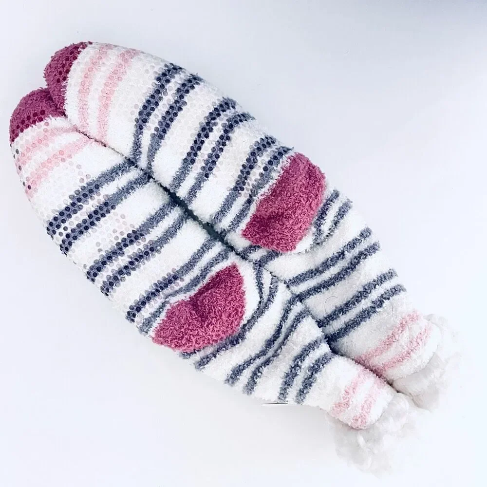 NWT Cuddl Duds Pink White 4-10 Shoe Sz Plush Fuzzy Sherpa Lined Cozy Gift Socks